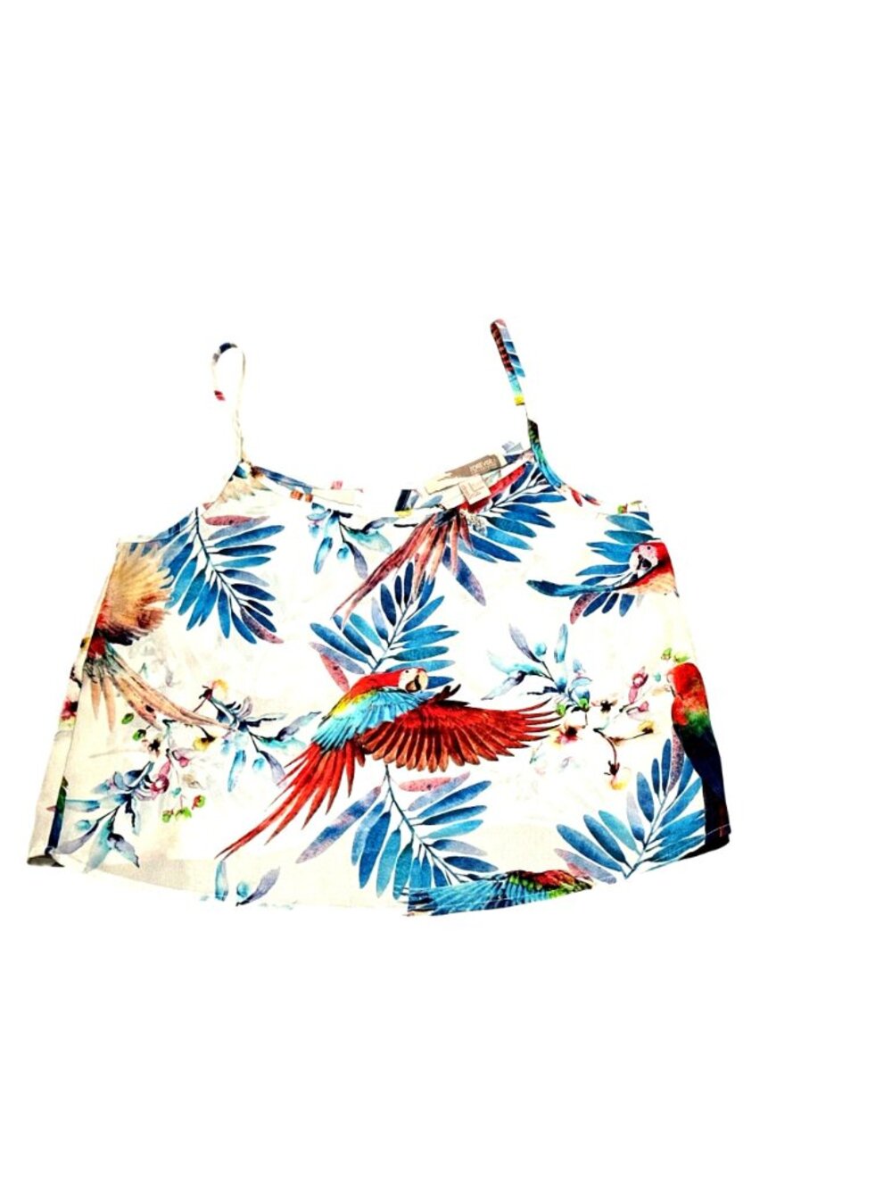 Forever 21 Size Small White Tropical Parrot Print Cami Tank Resortcore Glam Chic - Picture 10 of 10